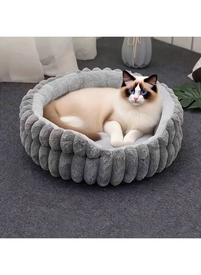 Grey Small Dog Bed For Puppies And Cats Super Soft With Non Slip Bottom - Image 1